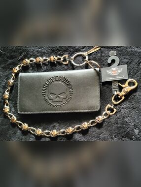 Vintage Harley-Davison 2010 Willie G Leather Wallet W/Chain 25" NWT 99466-10VM